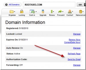 EPP or domain authorization code in godaddy